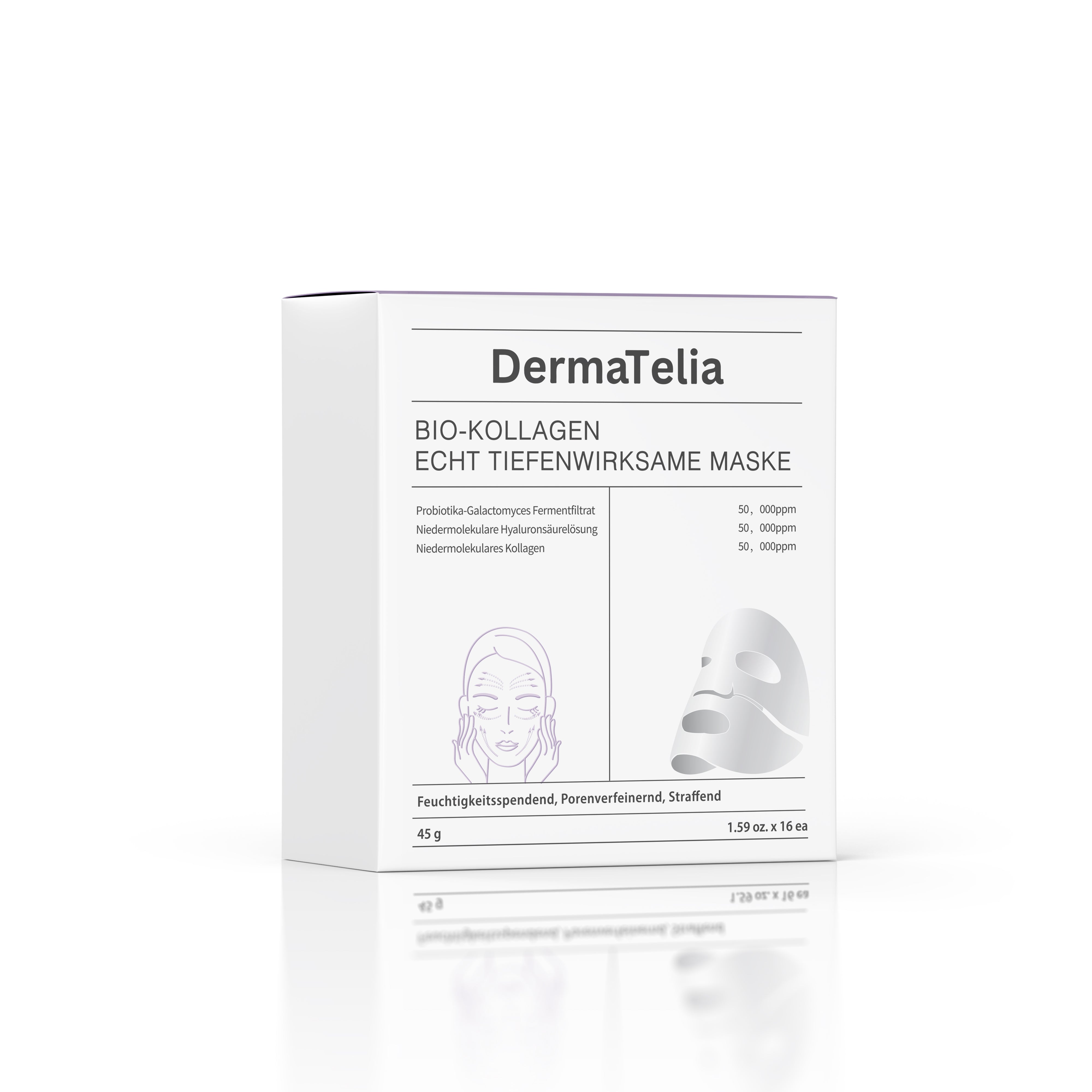 DermaTelia™ – Masque Bio-Collagène Profond (Lot de 16)