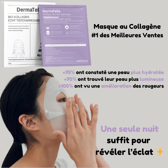 DermaTelia™ – Masque Bio-Collagène Profond (Lot de 16)